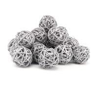 Beufee 20 Pieces Rattan Wicker Balls, Decorative Balls for Bowls Woven Decorative Rattan Balls Multiple Color Orbs Spheres Vase Fillers Decorative Bowl Fillers for DIY Craft Wedding Decoration, Silver