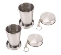 Beufee 2PCS Collapsible Cup, Stainless Steel Collapsible Cup Collapsible Shot Glass for Traveling Camping Outdoor Portable Folding Water Cup Collapsible Coffee Cup Collapsible Mug (75ml)