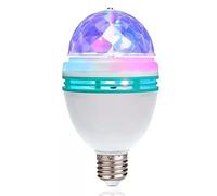 Beufee 2pcs LED Ball Bulb Lamp, Rotating Stage Party Bulb LED RGB Crystal Rotating Stage Colorful E27 Light 3w for Indoor Outdoor Photography