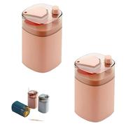 Beufee 2PCS Tooth Pick Holder Dispenser, Pop up Automatic Toothpick Dispenser Toothpick Box Container Storage Box for Kitchen (pink)