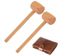 Beufee 2PCS Wooden Mallet, 295mm High Hardness Wooden Hammers Leather Wooden Crab Lobster Mallet Seafood Shellfish Lobster Small Back Pounding Wooden Tapping Wood Tool for Fatigue Relie
