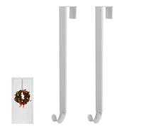 Beufee 2PCS Wreath Hanger for Front Door, 15-24inch Adjustable Over The Door Hanger Hooks Wrought Iron Garland Hook for Porch Decor (White)