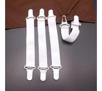 Beufee 4 PCS Bed Sheet Clips, Adjustable Bed Sheet Straps Reusable Plastic Fitted Sheet Holder Straps Suspenders Grippers 25-40cm / 9.8-15.7in(White)