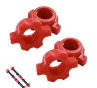 Beufee 4PCS Dumbbell Nuts, Anti Slip Spinlock Collar Screw Red Plastic Spin Lock Collar for Weightlifting Fitness