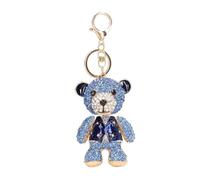 Beufee Bear Keychain, Cute Blue Bear Keychain Key Pendant Decoration Backpack Accessories Rhinestone Bear Keychain Blue Keychain Accessories