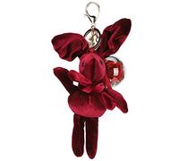 Beufee Bunny Keychain, Cute Bunny Plush Keychain Simulation Flower Keyring Pendant for Handbags Backpack Purse Charms (Wine-red wishing rabbit + red immortal flower)