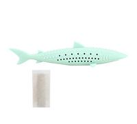 Beufee Cat Teething Toys, Refillable Catnip Toys Silicone Chewing Fish Shape Toothbrush Catnip (Green)