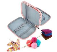 Beufee Crochet Bag Organizer for Yarn Storage, Doublesided Knitting Tote Bag Oxford Cloth Portable Travel Case Organizer Packet (Pink)