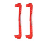 Beufee Cross Skate Guards, 1 Pair 7 Colors Plastic Hockey Shoe Blade Covers Ice Skating Protector Ice Skate Guards with Adjustable Spring (Red)