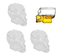 Beufee Crystal Shot Glasses Set of 6, Skull Shot Glasses 3D Whiskey Shot Glasses Skull Glass for Wine Cocktail Decoration Skull Cups for Parties 75ml