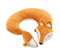 Beufee Cute Travel Pillow, Fox Shape Novelty Soft Head Support Headrest U Shaped Airpanes Bolster Pillow (Brown)