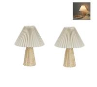 Beufee Desk Lamp, 2pcs Vintage Pleated Nightstand Lamp Soft Warm LED Lights with USB Cable Small Lamp for Living Room Decoration