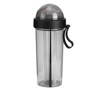 Beufee Dual Use Water Bottle 600ml, Dual Use Drinking Bottle Straw Cup 2 in 1 Water Cup with Straw and Lid Portable Water Bottle for Camping Travel(Black)
