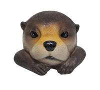 Beufee Floating Otter Head Resin Art, Pond Decor Duck Deterrent for Pool
