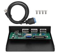 Beufee Front Panel USB,Card Reader and SD Card Reader for PC,3-Port USB3.0 1-Port USB3.1 Type-C Interface Alloy Expansion Card Panel,Black