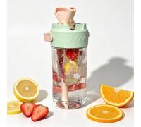 Beufee Fruit Infuser Water Bottle, 800ml Water Bottle with Fruit Infuser Reusable Plastic Water Bottles Fruit Water Bottle Infuser Cute Infusion Water Bottles Infuser Water Bottles for Sports, Green