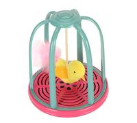 Beufee Interactive Cat Toy, Cute Appearance Design Boredom Anxiety Reduction Squeaking Kitten Bird in a Cage Toys for Adult Cats (Red (excluding battery))