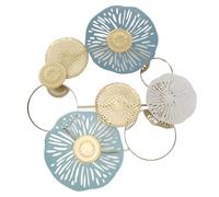 Beufee Metal Wall Art, Large Wall Decor Lotus Shape with Mirror Metal Flower Wall Art Wall Decorations Lotus Flower Decor for Dining Room Restaurant