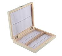 Beufee Microscope Slide Box, Wooden Slide Storage Box Glass Prepared Microscope Specimens Case with Lock for Lab