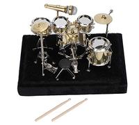 Beufee Mini Drum Kit for Desk, Earth Drum Set 3D Metal Model Kit Instrument Decorations Ornaments for Home Desktop Instrument Lovers