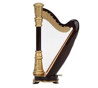 Beufee Mini Harp Model, 16cm Wooden Miniature Harp Model Musical Instrument Replica Table Decoration Display Ornament Collectible Figurines for Home Office Music Party