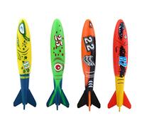 Beufee Pool Toys, 4Pcs Underwater Swimming Throwing Diving Torpedo Shark Mine Shape Diving Toys Colorful Swimming Toy Sinking Throwing for Kids Gifts