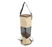 Beufee Portable Boat Trash Can, Reusable Nylon Mesh Boat Garbage Container for Fishing Sea Camping (Khaki)