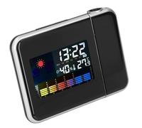 Beufee Projection Alarm Clock, Projection Clock Indoor Outdoor Thermometer Temperature Humidity Monitor Lcd Color Display LED Backlight Weather Station Clock Outdoor Sensor (Black Without Wiring)