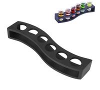 Beufee Shot Glass Tray Holder, 6 Holes Shot Glasses Tray Cocktail Holder Drinks Serving Board Organizer Wooden Drinks Black Clear Crystal Shot Glass Tray for Home Party Bar(02), Not Include Wine Glass