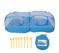 Beufee Small Animals Playpen, Chicken Run Coop Breathable Transparent Mesh Wall Foldable Pet Enclosure with Detachable Bottom for Chicken Duck Rabbit (Blue)