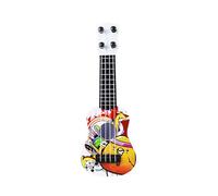 Beufee Toy Ukulele Guitar, Plastic Classical Guitar Musical Toy 4 Strings Ukulele Educational Learning for Birthday Gift (with Graffiti)
