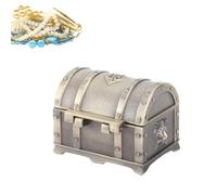 Beufee Vintage Metal Jewelry Box, Rectangular Treasure Chest Mini Bronze Treasure Box Jewelry Box Organizer Ring Earrings Small Case for Women(S)