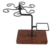 Beufee Wine Glass Holder, Wine Glass Drying Rack Desktop Goblet Drying Rack Stemware Rack Champagne Glass Storage with Wine Bottle Holder (Black)
