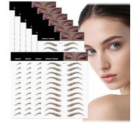Beugo 10 Sheets/110 Pairs Eyebrow Tattoo Stickers, 4D Hair-Like Tattoo Stickers Waterproof Natural Fake Eyebrow Tattoos Long Lasting False Eyebrows Transfers Sticker for Grooming Shaping Eyebrows,A