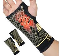 Beugo 2 Pack Wrist Support Sleeve, Copper Wrist Supports for Left and Right Hand, Brace Compression Sleeves with Thumb Loop for Carpal Tunnel, Arthritis, Tendonitis, S