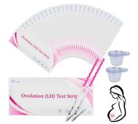 Beugo 25 Pack Ovulation Test Strips with 25 Pack Urine Cups, 25miu/ml Fertility Tests for Ovulation, Test Kit Sensitive Fertility Predictor Testing Sticks to Know Your Most Fertile Days, 2.5MM Width