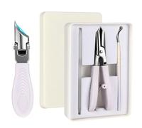 Beugo 3PCS Eagle Beak Nail Clipper Set, Stainless Steel Sharp Slanted Curved Blade Ingrown Toenail Clippers with Nail File and Pick for Toenails Thick Toe Seniors Men Women, Purple