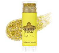 Beugo Body Glitter Stick, Chunky Sequins Body Glitter Gel（Yellow）