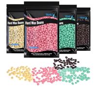 Beugo Hard Wax Beads, 4 X 100G Professional Wax Beads for All Body, Eyebrow, Armpit, Bikini, Back, Chest, Legs, Painless Hair Removal, Gifts for Women & Men (Cream + Rose + Chocolate + Aloe Vera)