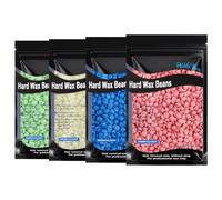 Beugo Hard Wax Beads, 4 X 100G Professional Wax Beads for All Body, Eyebrow, Armpit, Bikini, Back, Chest, Legs, Painless Hair Removal, Gifts for Women & Men (Cream + Rose + Tea Tree + Chamomile)