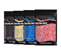 Beugo Hard Wax Beads, 4 X 100G Professional Wax Beads for All Body, Eyebrow, Armpit, Bikini, Back, Chest, Legs, Painless Hair Removal, Gifts for Women & Men (Cream + Rose + Chocolate + Chamomile)