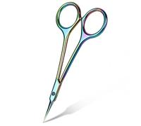 Beugo Nail Scissors, Professional Stainless Steel Cuticle Nail Scissors Curved Shape Multipurpose Dead Skin Scissor Manicure for Trimming Eyebrows, Nose Hair, Finger & Toe Care,A-Colorful