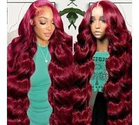 BEULADY 30" 99J Burgundy Lace Front Wig Human Hair Wine Red Wavy 13x6 HD Lace Frontal Wig Human Hair Pre Plucked with Baby Hair Glueless 200% Density Human Hair Wig
