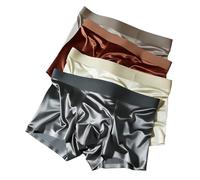 BeulviK Silk Boxers for Men Satin Underwear Seamless Silkies Short Boxer Briefs Ice Silk Mesh Cooling Underpants Pack, Multicolor, L
