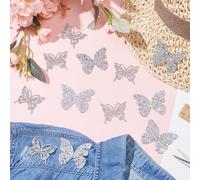 BEUNITONE 12 Pcs Rhinestone Butterfly Iron on Patches - 2 Styles, Sparkling Crystal Embroidery Patches, Crystal Appliques Iron Sew on for Jeans Jackets Bags Backpacks Hats Clothes Decoration Crafts