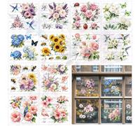 BEUNITONE 12 Sheets Floral Animal Rub on Transfers for Crafts and Furniture, 5.5"x 5.5" Vintage Watercolor Window Transfer Stickers for DIY Crafts Decor, Decoupage Paper for Furniture Cabinet Decals