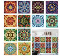 BEUNITONE 12 Sheets Mandala Pattern Rub on Transfers for Crafts and Furniture, 5.5"x 5.5" Vintage Watercolor Window Transfer Stickers for DIY Crafts Decor, Decoupage Paper for Furniture Cabinet Decals