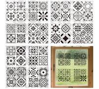 BEUNITONE 12 Sheets Modern Ceramic Tile Patterns Rub on Transfers for Crafts and Furniture, 5.5"x 5.5" Window Transfer Stickers for DIY Crafts Decor, Decoupage Paper for Furniture and Glass Transfers