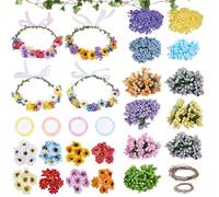 BEUNITONE 20 Sets DIY Flower Crown Kit for Beginners Sunflower Crown Making Kit for Wedding Gift