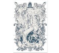 BEUNITONE 3 Sheets Mermaid Rub on Transfers Waterproof Seamaid Furniture Transfers Decal Sea Wave Rub on Decor Transfers 6 x 12 Butterfly Ocean Theme Transfer Stickers for Wood Door Craft Home Decor